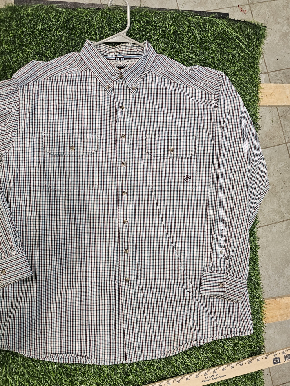 Ariat Men's Button-Down Plaid Shirt in White, Blue & Brown